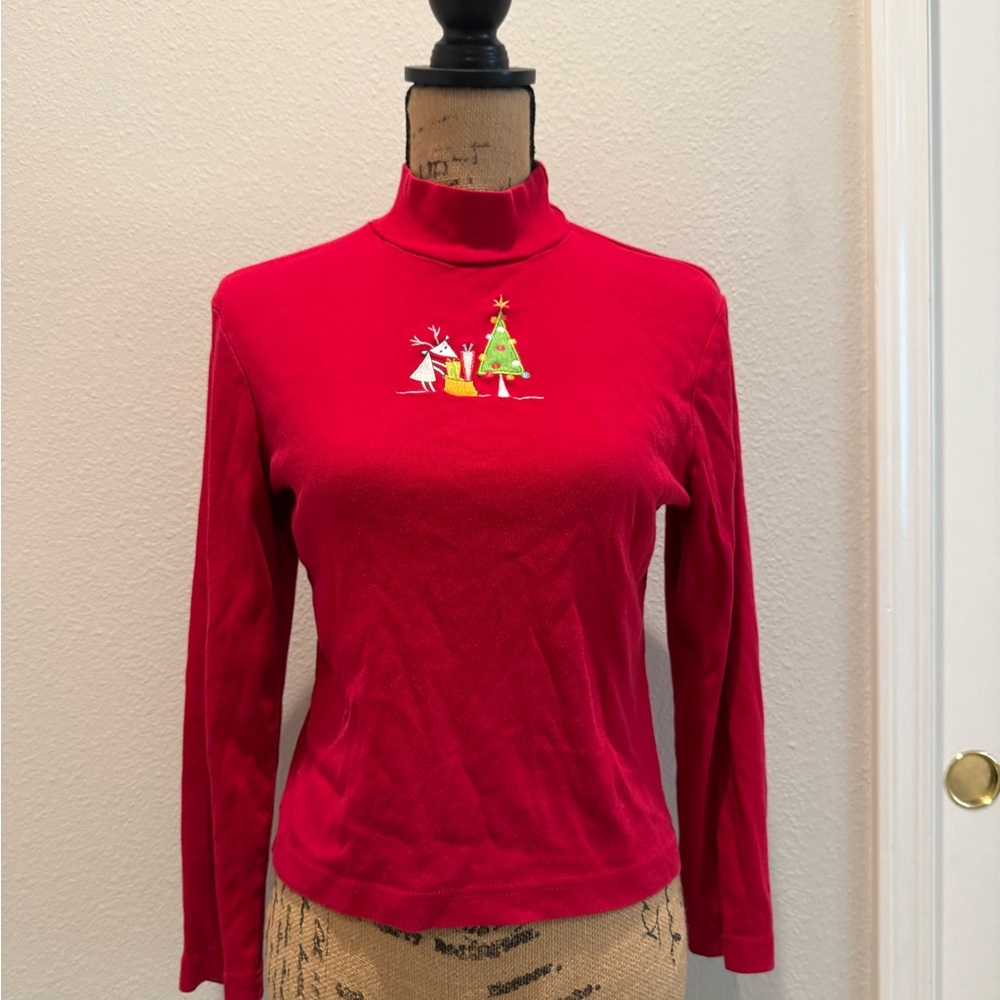 Onque Casuals Red Festive Embroidered Long Sleeve Top